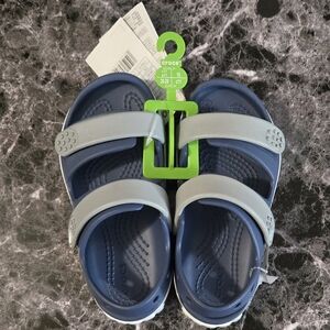NWT Crocs Kids Blue Gray Crocband Cruiser Sandal Size 11
